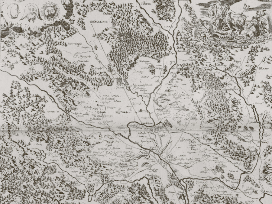 Historic map of the area around Uppsala
